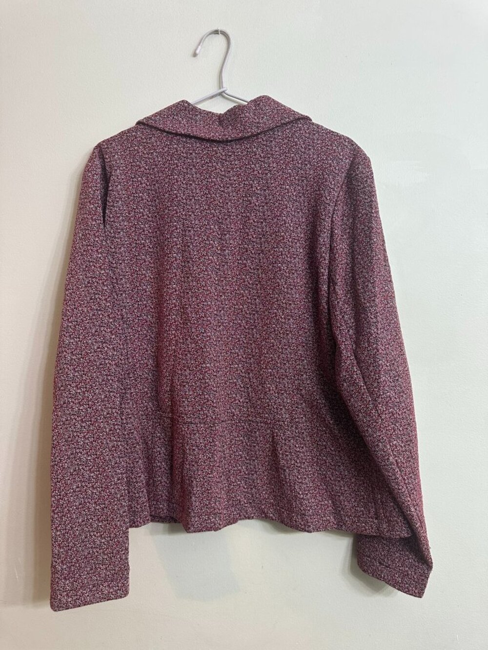 Westport 1X Marled Knit Moto Jacket Burgundy Zip Biker Plus Size - Picture 3 of 12